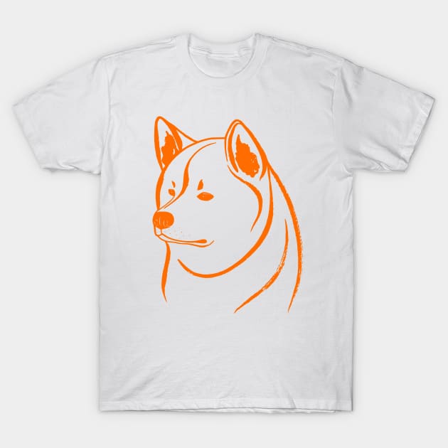 Akita Inu (White and Orange) T-Shirt by illucalliart